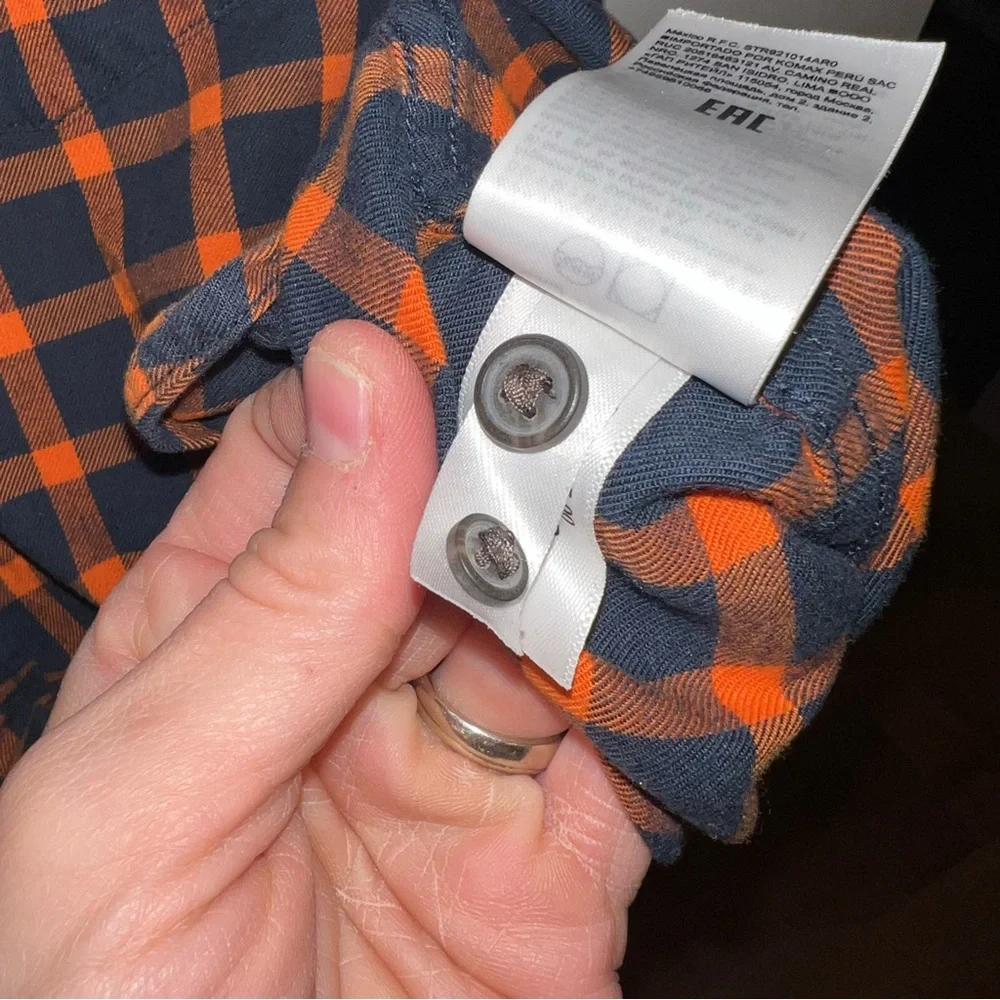 Banana Republic UNTUCKED SLIM-FIT FLANNEL SHIRT orange plaid size large